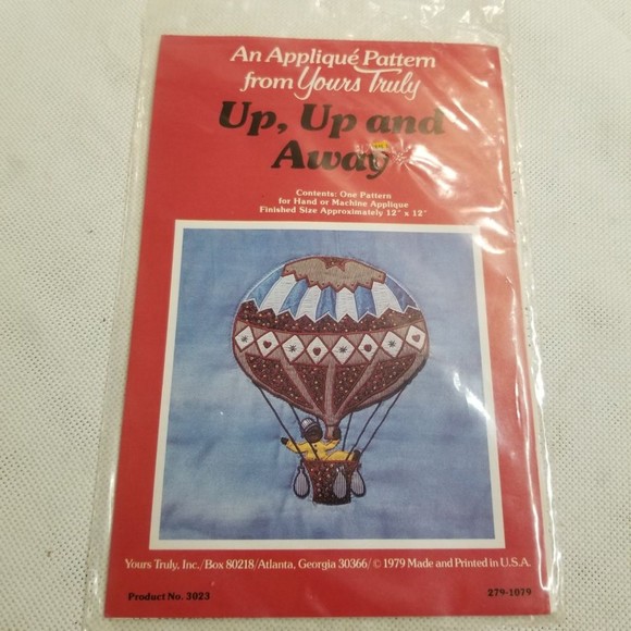 1979 Yours Truly Up Up and Away applique pattern #3023 Sealed PAT029 - Picture 2 of 4